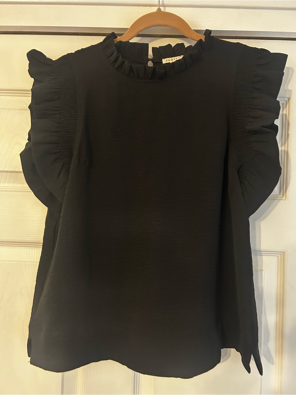 JODIFL Black Ruffle Sleeve Blouse